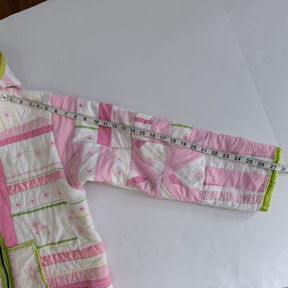 Handmade Upcycled Pink Floral Print Quilt Jacket Size M/L - Picture 13 of 16